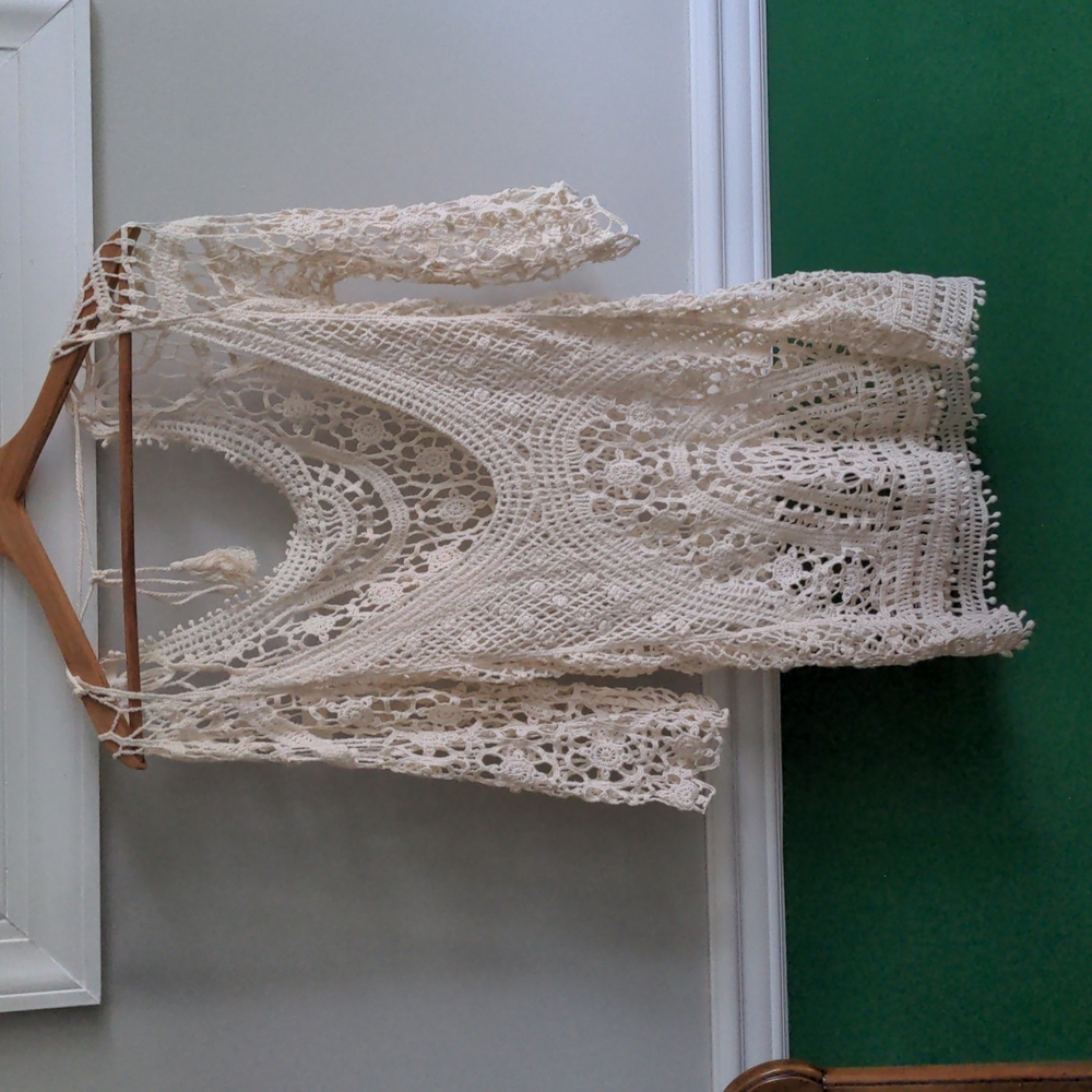 Bohemian crochet style swim cover up